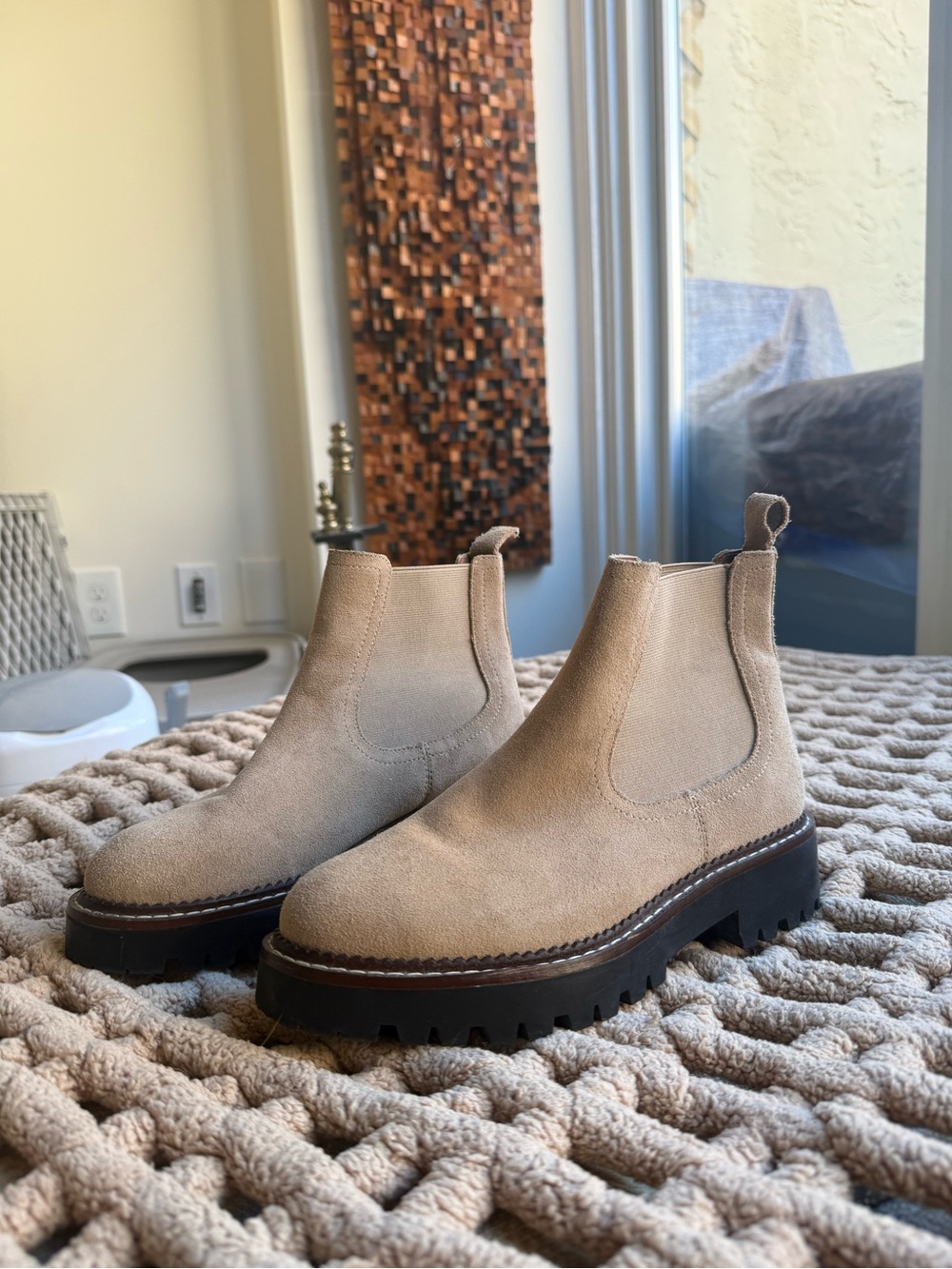 Caslon Taupe Suede Chelsea Lug Boots
